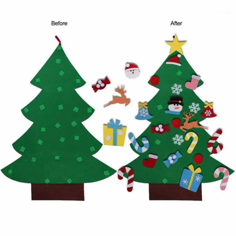 Juldekorationer DIY Filt Tree Ornaments Year Gifts Kids Toys Wall Hanging Trees Decor1