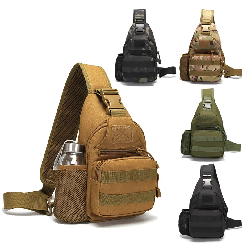 Esportes ao ar livre Caminhadas Sling Bag Ombro Pack Camuflagem Tactical Molle Peito Saco No11-117