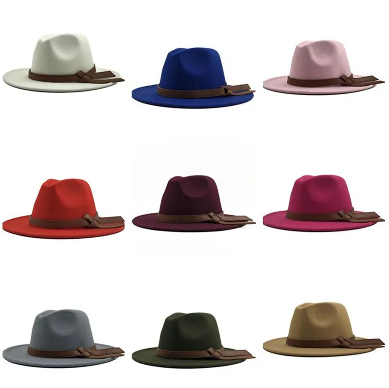 الشتاء الجاز قبعة الرسمي القبعات واسعة بريم كاب الرجال النساء بنما كاب شعرت فيدورا قبعات سيدة امرأة تريلبي تشافت أنثى اكسسوارات الأزياء الجديدة