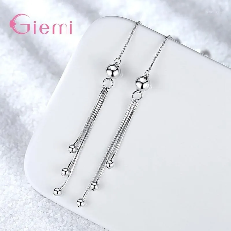 Lampadario pendente fine argento sterling 925 orecchini pendenti con nappa lunga scatola catena filo Boho gioielli da sposa per le donne moda donna