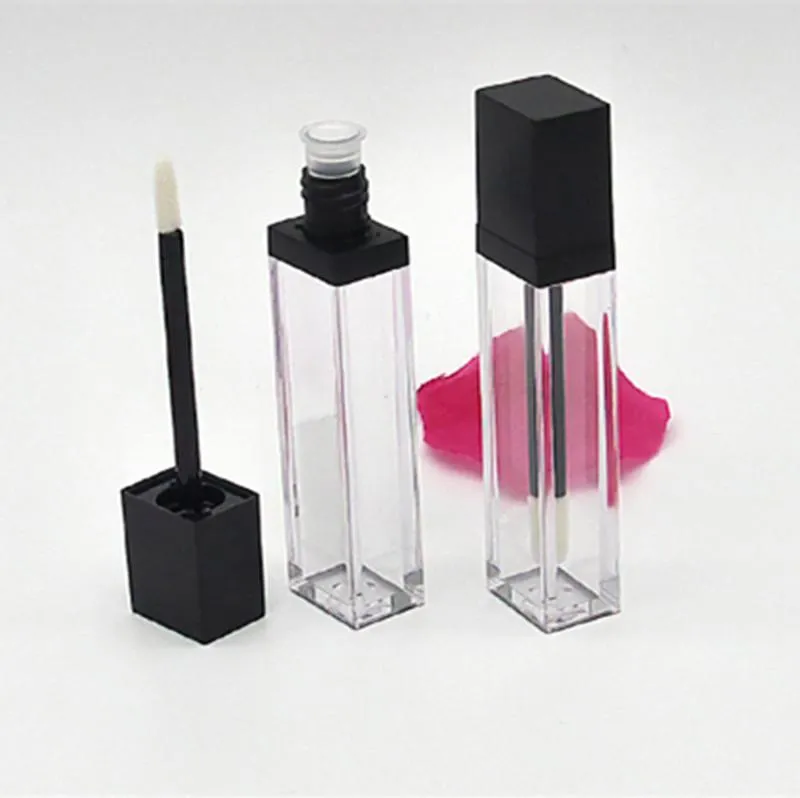 7 ml klare, quadratische Kunststoff-Lipgloss-Röhrchen, leere Lipgloss-Probenbehälter, kosmetische Lippenglasur-Verpackungsflasche, DHL