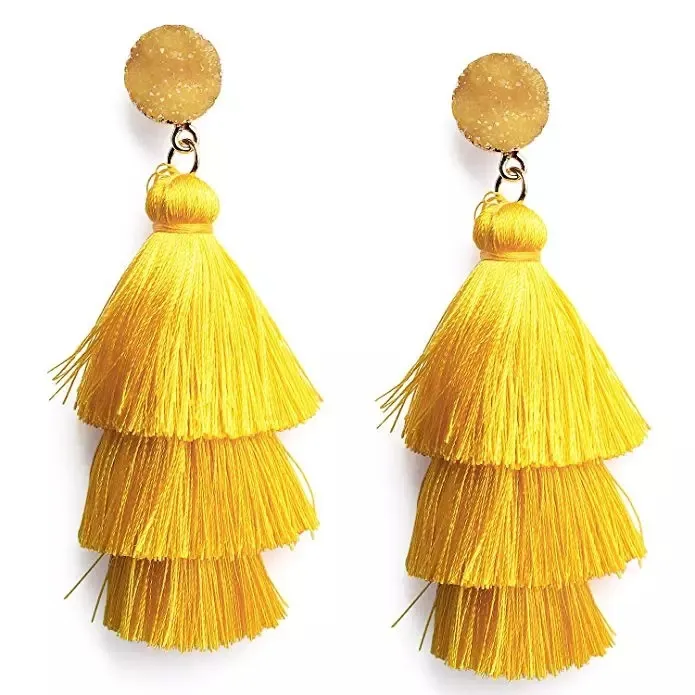 Line tassel Layered earrings stud Statement Big Dangle Drop Ear rings for Women Fashion Jewelry Gift will and sandy