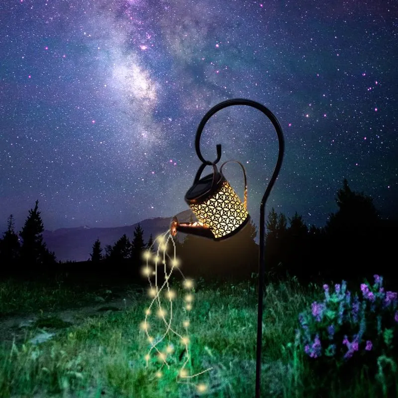 Solar Lamps LED Waterfall Garden Light Outdoor Decorative Watering Can Shap Fairy Lights Yard Garland Tree Decor Lamp