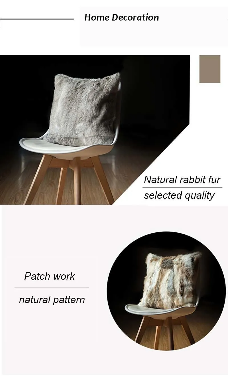 Rabbit fur pillow case details