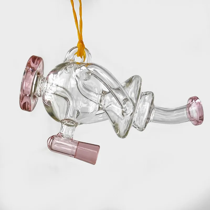 Rosa Transparent Bent Neck Glas Bongs Rökning Rör Olja DAB Rigar Honeycomb PerColator Vattenrör 10mm Kvinna Joka Hookahs med Pink Bowl Tillbehör
