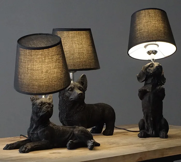 Danimarca Cuccioli di cane Lampade da tavolo Animali in bianco e nero Lampada da scrivania Camera da letto Comodino Camera dei bambini Soggiorno Decorazioni per la casa Apparecchi di illuminazione