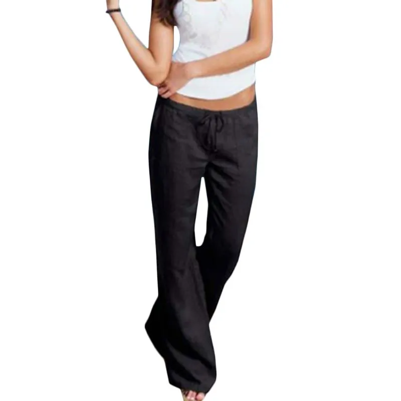 Libin Pantalones De Lino Para Mujer, De Pierna Ancha