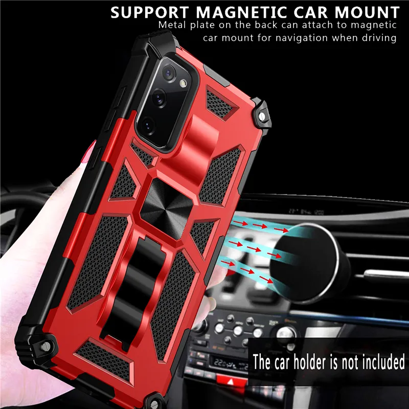 Sampproof Armor Case Samsung Galaxy S20 FE 5G A21S A01 코어 A31 A41 A51 A71 M31S M51 S10 노트 10 Pro Magnetic Stand Cover