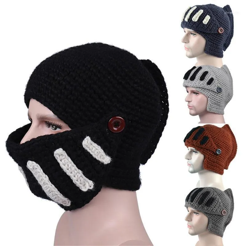 Cycling Caps & Masks Men Novelty Mask Stretch Hat Fashion Casual Roman Knight Knit Cap Hair Loss Head Scarf Wrap Soft And Comfortable