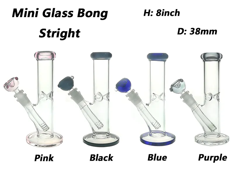 Glas Shisha Mini Bongs Rohre Rig mit geradem 4 Farben 14/19 mm Downstem und Kopf GB021