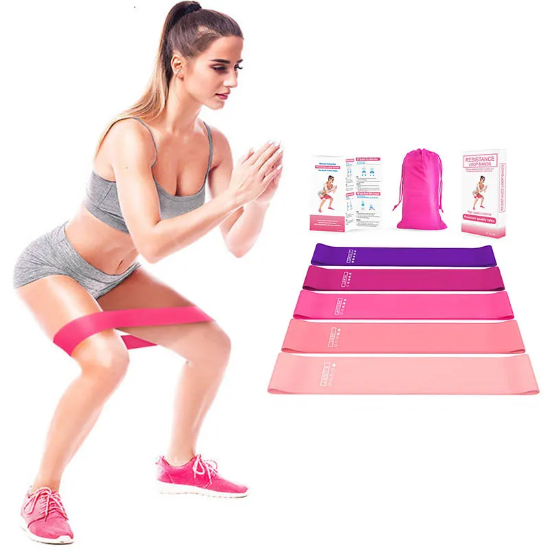 Wholesale-Yoga Resistance Bands Set Gradation Color Workout Stretch Resistance Loop Natural Latex Pilates Sports Elastic Bands 5 Piece Suits