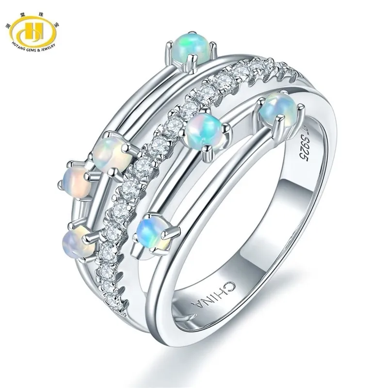 Hutang Natural Gemstone Opal Rings 925 Sterling Silver Bague de fiançailles Fine Jewelry Design élégant pour les femmes cadeau NOUVELLE arrivée Y200321