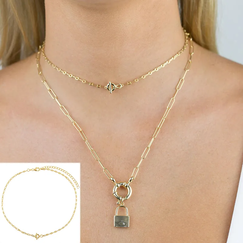 GS S925 Sterling Silver Necklace Ins Minimalista Palavra Ot Buckle Colar para mulheres Parte do casamento Presentes Fine Jewelry Cadeia Bijoux Q0531