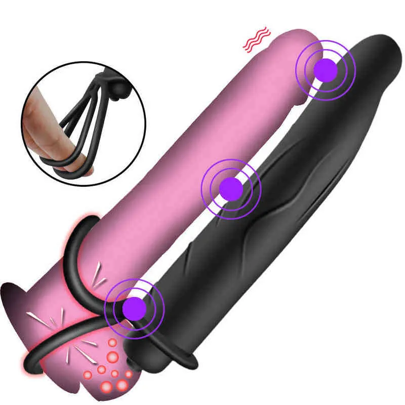NXY wibratory podwójne wiązka penis dla mężczyzn dorosłych dildo sex anal opóźnione wytrysk zabawki bdsm pary 0210