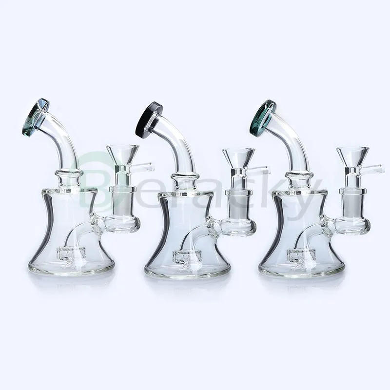 New 5.5Inch Glass Water Bongs With 14mm Glass Bowl Heady Beaker Bong Dab Oil Rigs Glass Water Pipes Recycler Bong For Smoking