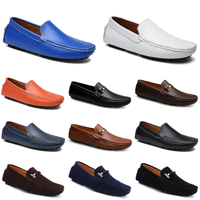 Fashions Leather Doudou Men Casual Driving Buty Oddychające Miękkie Sole Światła Tan Blacks Navys Whites Blues Silvers Yellows Szare Obuwie All-Mecz Lazy Transgraniczna