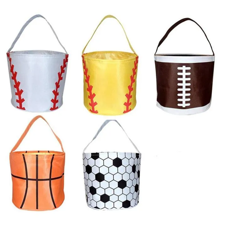 Fournitures de fête Panier de Pâques Sport Toile Football Basketball Baseball Football Softball Seau SN6269