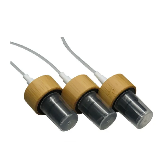 Bamboo Lotion Press Pump Head Cap / Sprayer Atomizer Nozzle lock för eterisk olja / essensflaska 18/410 20/410 24/410