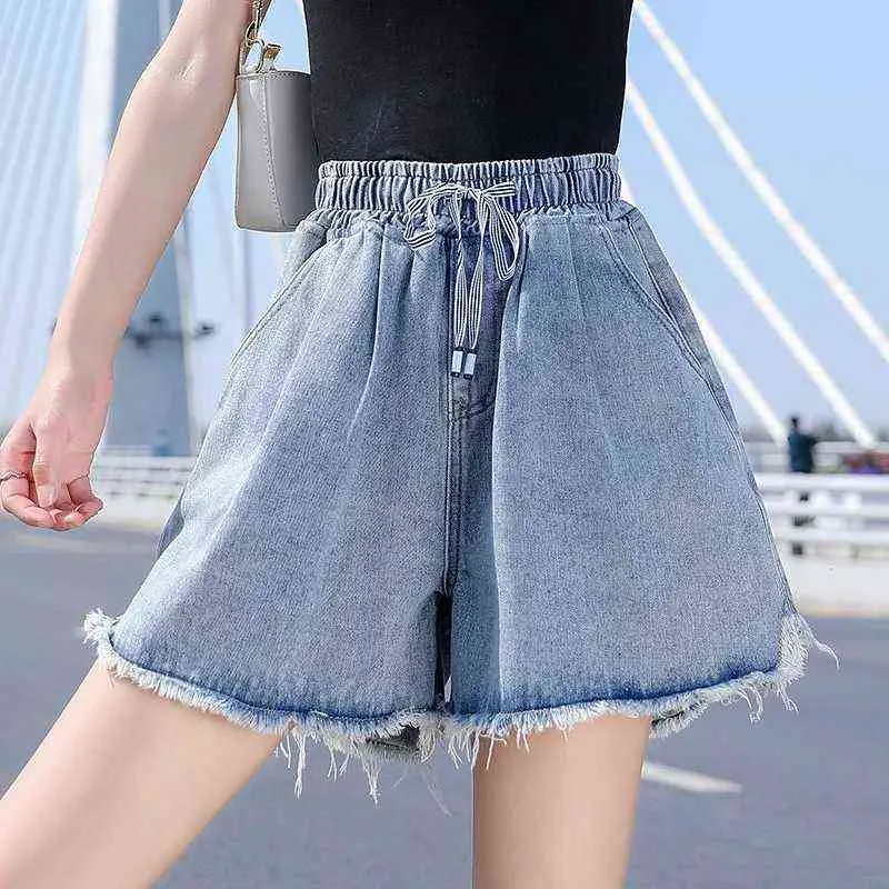 2022 Мода шорты джинсы девушка новых летних женщин Harajuku разорвал шорты женские хип-хоп корейский улзанг улица High Street джинсы Y220311