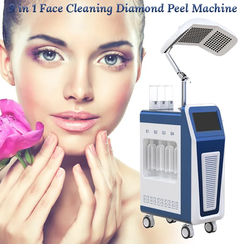 Utilisation en salon 9 EN 1 Machine de soins du visage Rajeunissement de la peau Microdermabrasion Hydro Dermabrasion Bio-lifting Élimination des rides Beauté Machine