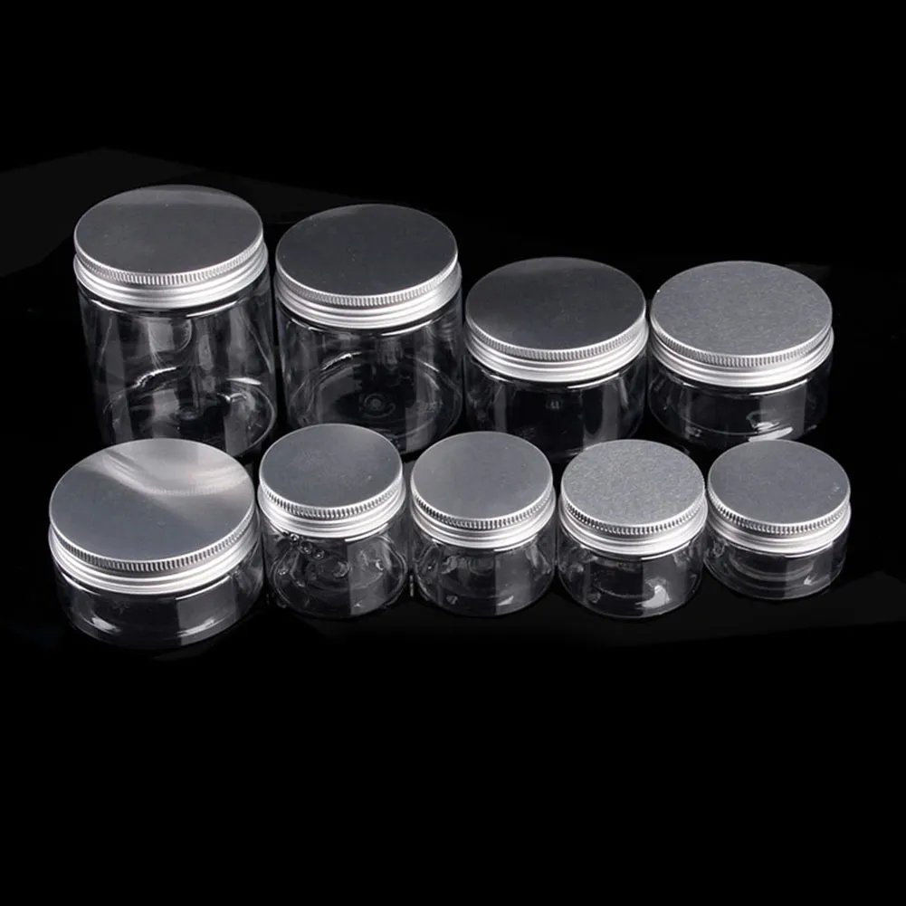 Duidelijke plastic jar en deksels lege cosmetische containers make-up box reizen pakking fles 30 ml 40 ml 50ml 60ml 80ml 100ml 120ml 200ml 250ml