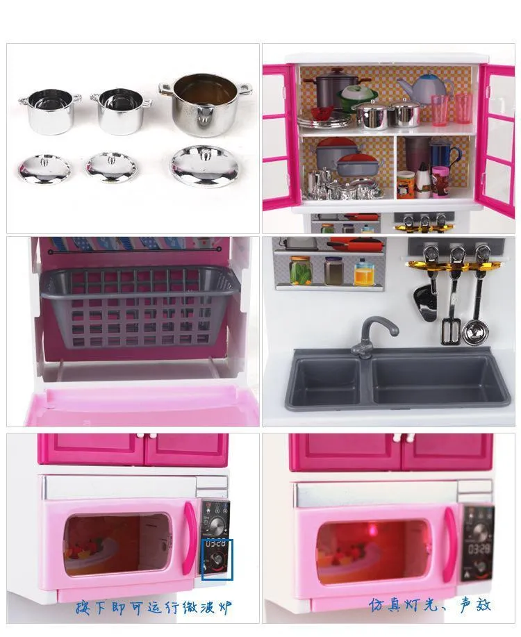 キッズ ラージ ピンク 27 ピース キッチンプレイセット サウンドライト