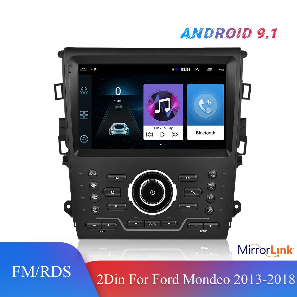 2Din Android 9.1 autoradio stéréo 9 ''lecteur de Navigation RDS pour Ford Mondeo 2013 2014 2015 2016 2017 2018 avec Bluetooth