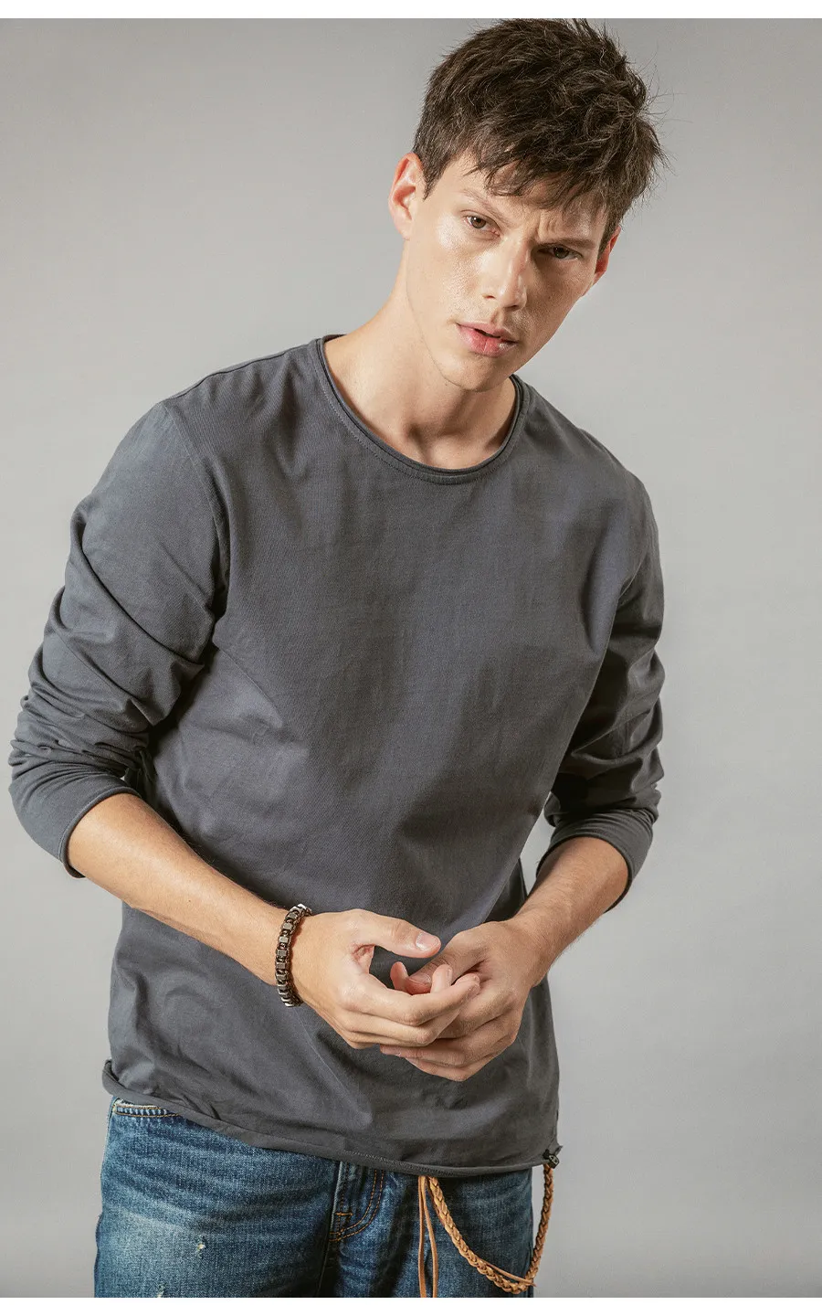 Wholesale SIMWOOD Mens Long Sleeve Solid Dark Green T Shirt Wholesale SIMWOOD Mens Long Sleeve Solid Dark Green T Shirt