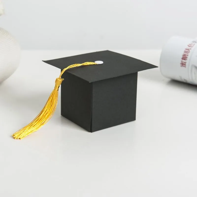 Prezent Wrap 25 SZTUK DIY Papier Graduation W Kształcie Pudełko Kształcie Cukier Czekolada Dla Party Faworyt Kapelusz Kapelusz Ślubny Candy1