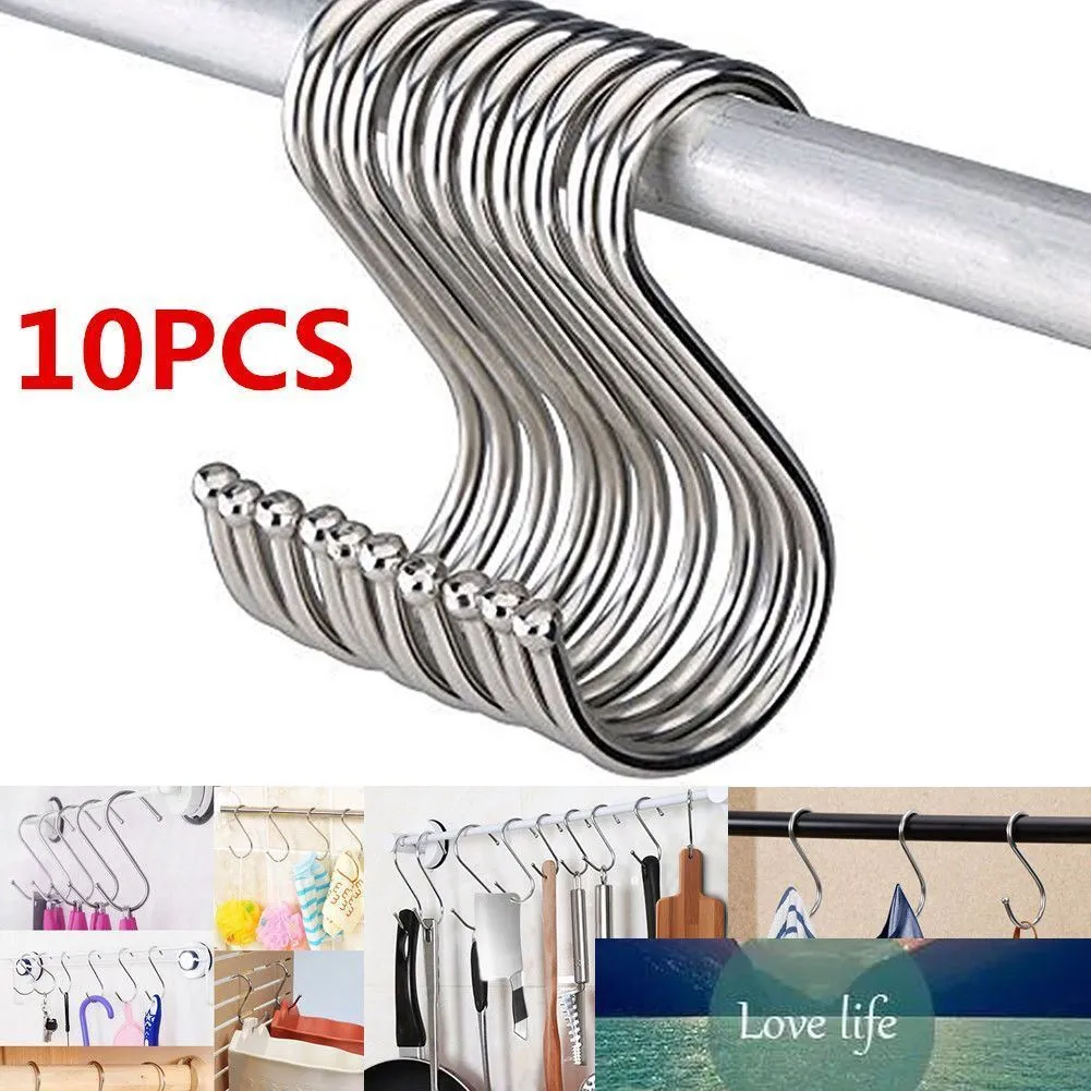 Youool Banyo 10 adet / takım Metal S Tipi Mutfak Yatak Odası Kanca Up Paslanmaz Çelik Süper Yük Taşıyıcı