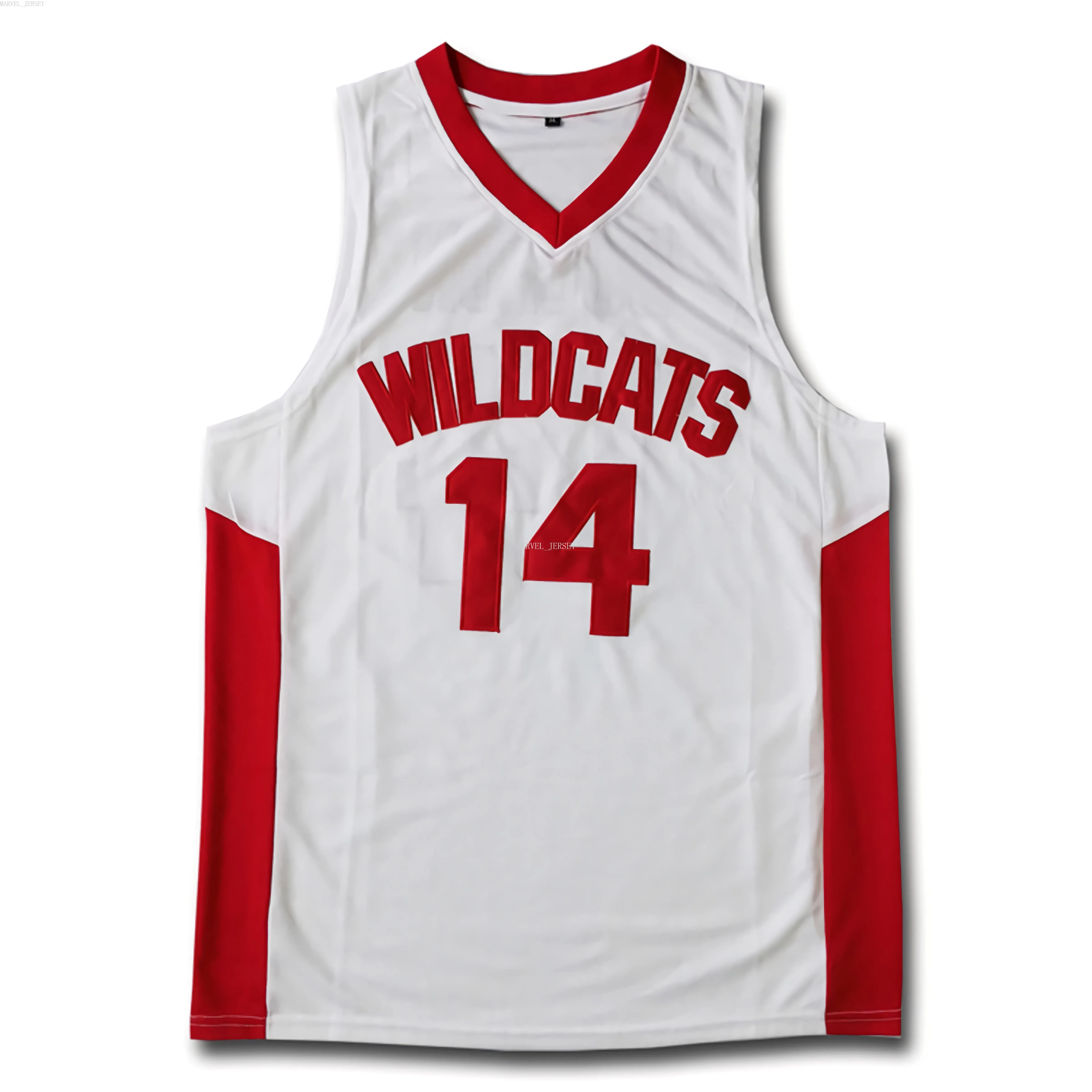 pas cher personnalisé 14 Zac Efron Troy Bolton East High School Wildcats blanc rouge Retro Basketball Jersey XS-5XL NCAA