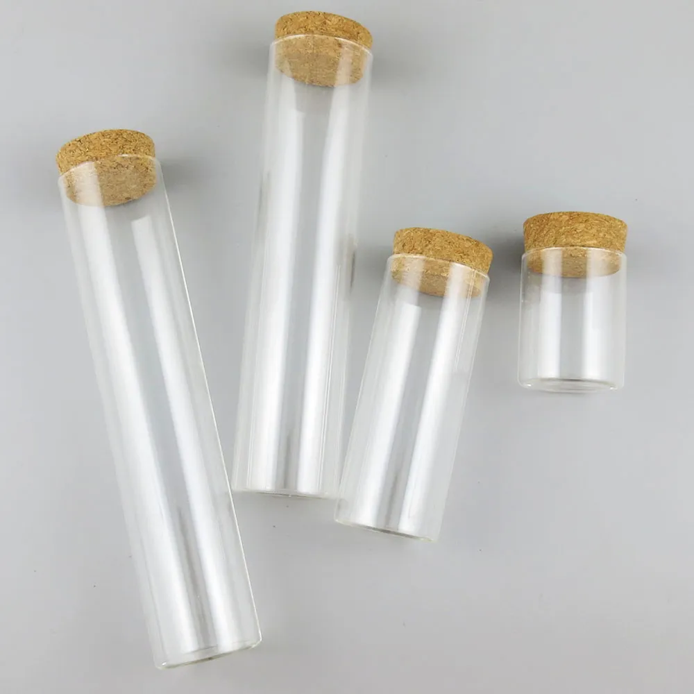 360x60ml 120ml 230ml 250ml Tubes en verre transparent avec affichage transparent en liège de bois souhaitant bouteille Tube de stockage de bonbons chanceux