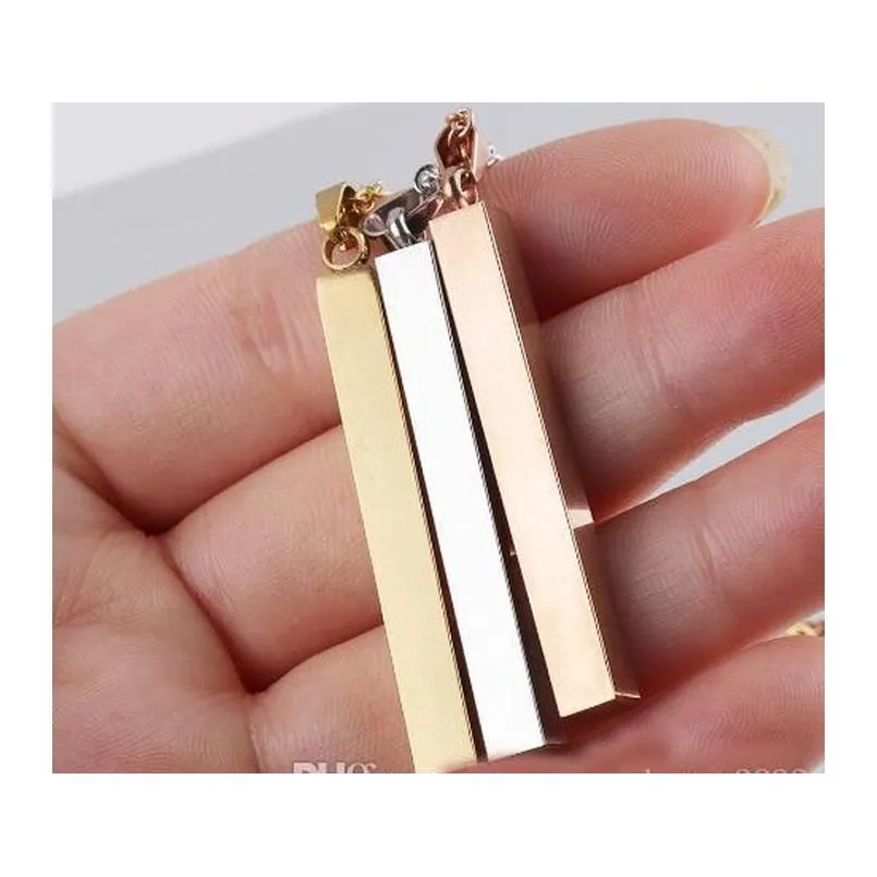 stainless steel bar pendant necklace new fashion gold rose gold silver solid blank bar charm pendant for buyer own engraving jewelry