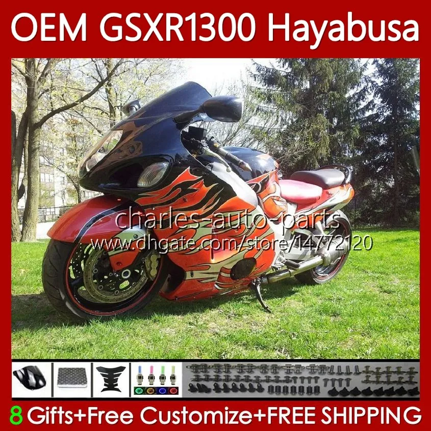 Ciało wtryskowe SUZUKI Hayabusa GSXR-1300 GSXR 1300 CC 2008 2019 77NO.214 GSX-R1300 GSXR1300 08 09 10 11 12 13 1300cc GSX R1300 14 15 16 17 18 19 OEM Orange Orange Flames