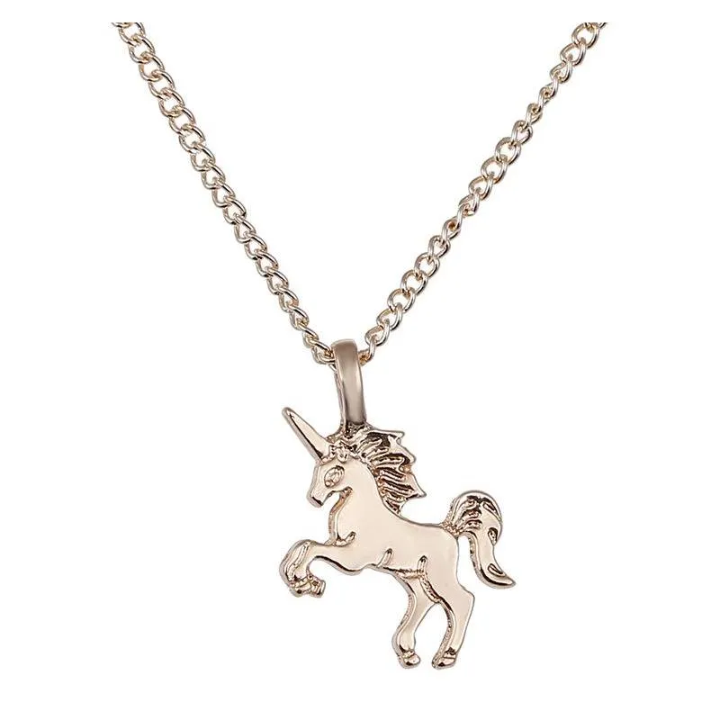 new golden silver horse pendant necklace alloy chain pendant chocker necklace with card wholesale jewelry gift for women life is