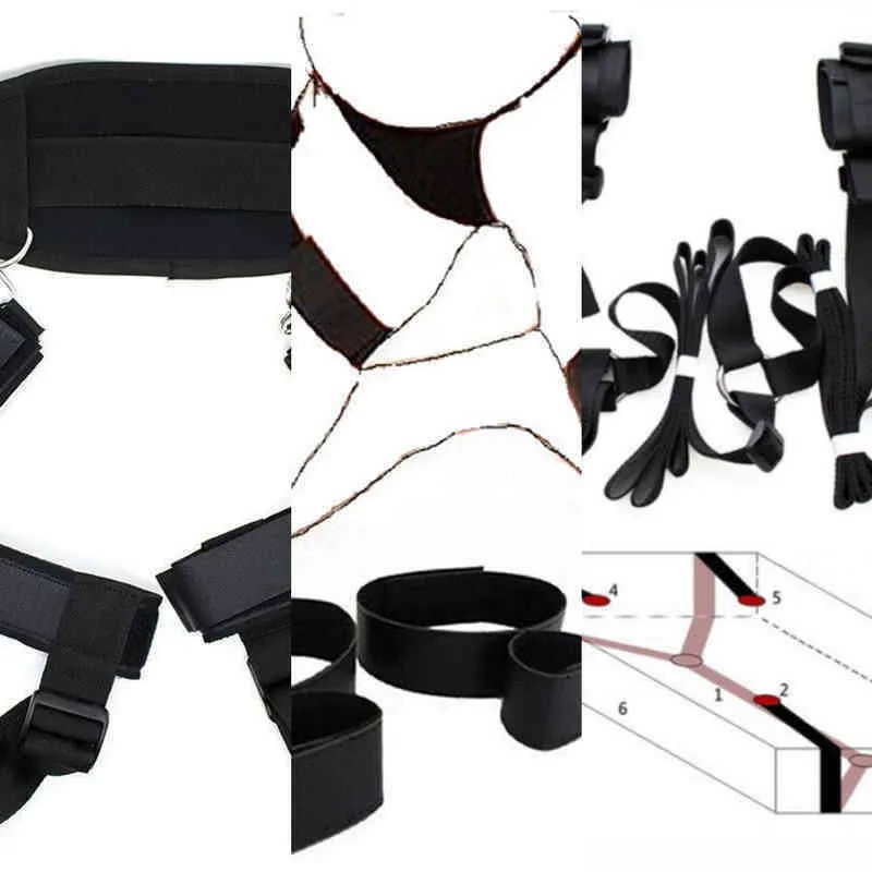 NXY SM Bondage Erotische Accessoires Speelgoed Voor Koppels Volwassenen Open Been BD Restraints Volwassen Games Nylon Enkle Cuffs Handboeien Seks 1223