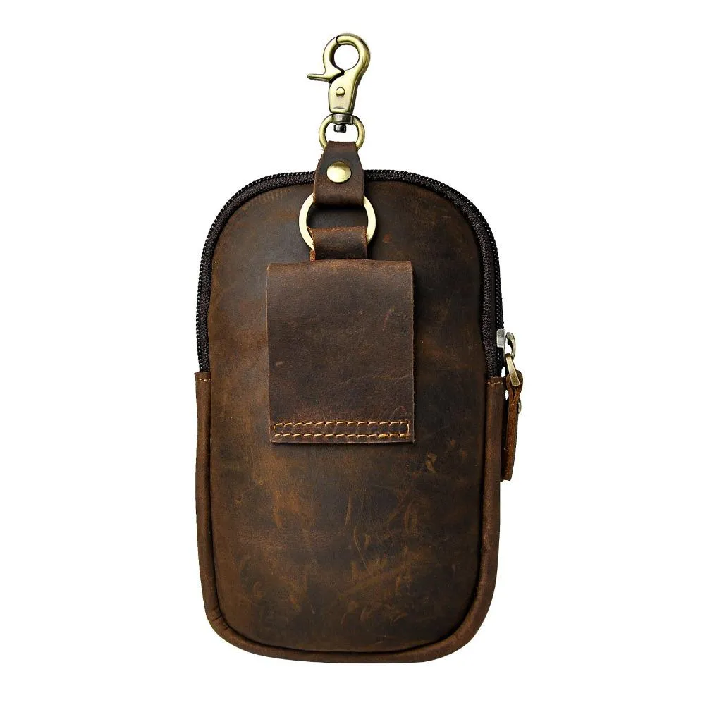 Homens de couro real Design casual cintura pequena bolsa bolsa de cowhide gancho de moda cinto de cintura pacote cigarro caixa de telefone