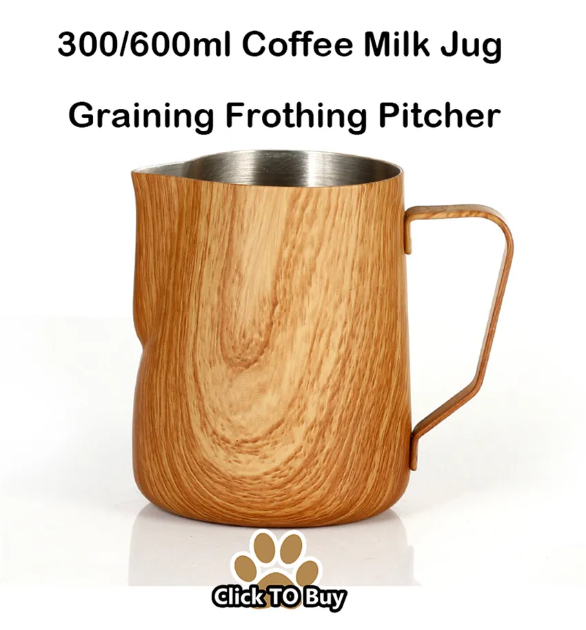 Coffee-Milk-Jug-300-600ml-Graining-Stainless-Steel-Frothing-Pitcher-Pull-Flower-Cup-Espresso-Frothers-Mug