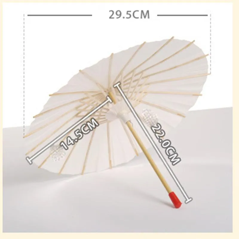 White Bamboo Paper Umbrellas Manual Craft Oiled Papers Umbrella DIY Creative Blank Painting Bride Wedding Parasol