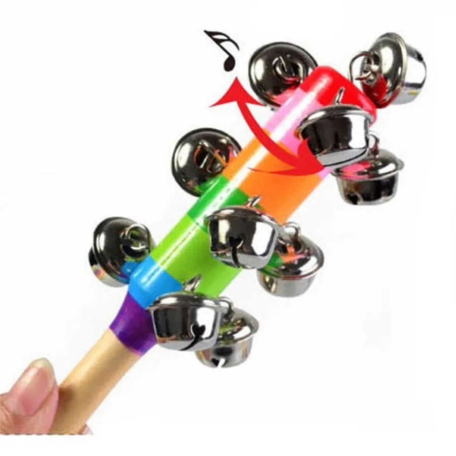 2020 Neue Hot Baby Rassel Regenbogen Spielzeug Kinder Kinderwagen Krippe Griff Holzaktivität Bell Stick Shaker Rassel Baby Geschenk