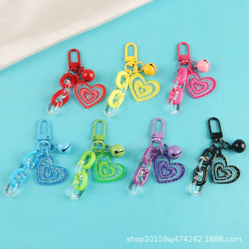 Creative amour cloche voiture porte-clés pendentif parti faveur petite couleur fraîche acrylique chaîne accessoires couple sac décoration