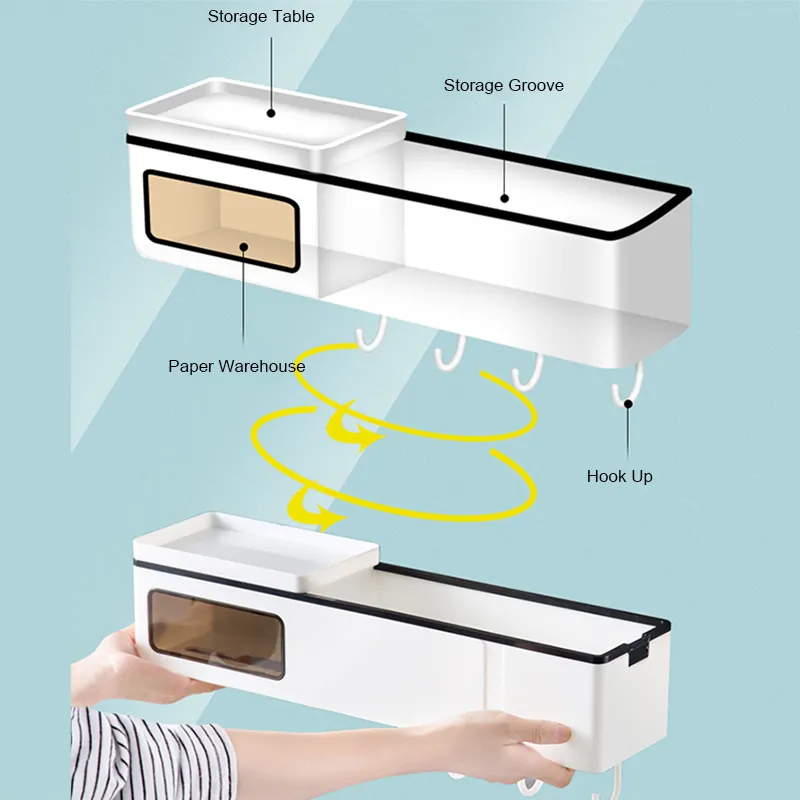 GESEW étagères sans poinçon pour cuisine organisateur salle de bain multi-fonction rack avec crochets porte-shampooing boîte accessoires de salle de bain LJ201204