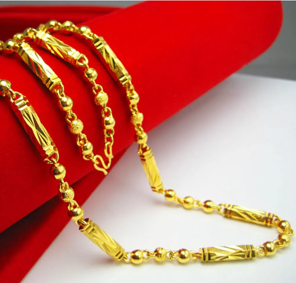 Collana a catena da uomo in oro giallo massiccio 18 carati, regalo di gioielli maschili classici hip-hop