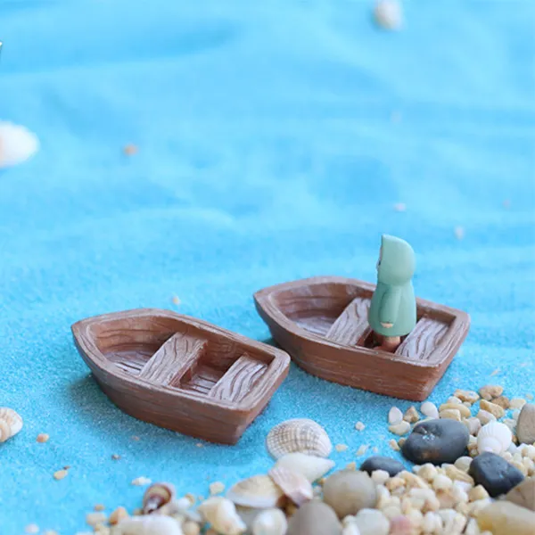 Mini Woden Boat Miniature Garden Decoraties Miniatures houten boten kleine houten beeldjes accessoires oceaan strand scène ornament 122563