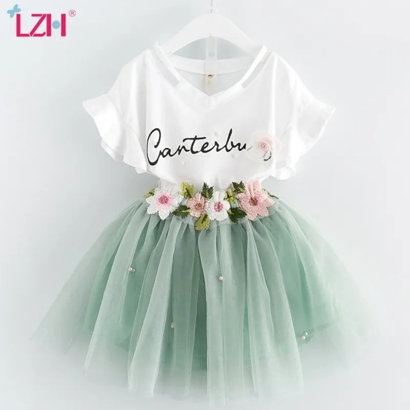 Children Clothing Sets Summer Girls T-Shirt Skirt Outfit Kids Clothes Tracksuit Toddler 201126