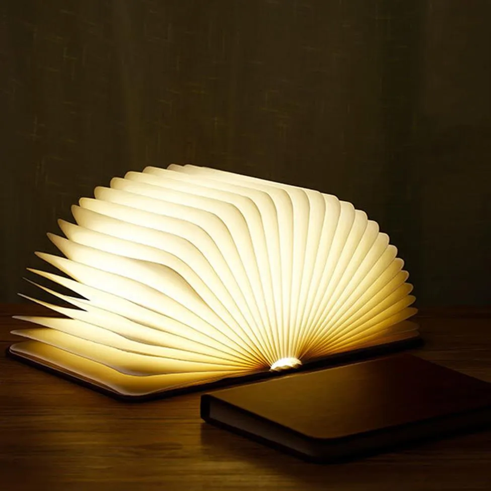 Декор Творческий Складной Книга Лампа Деревянная Аккумуляторная Ночная Спальна Прикроватная фонарь227A