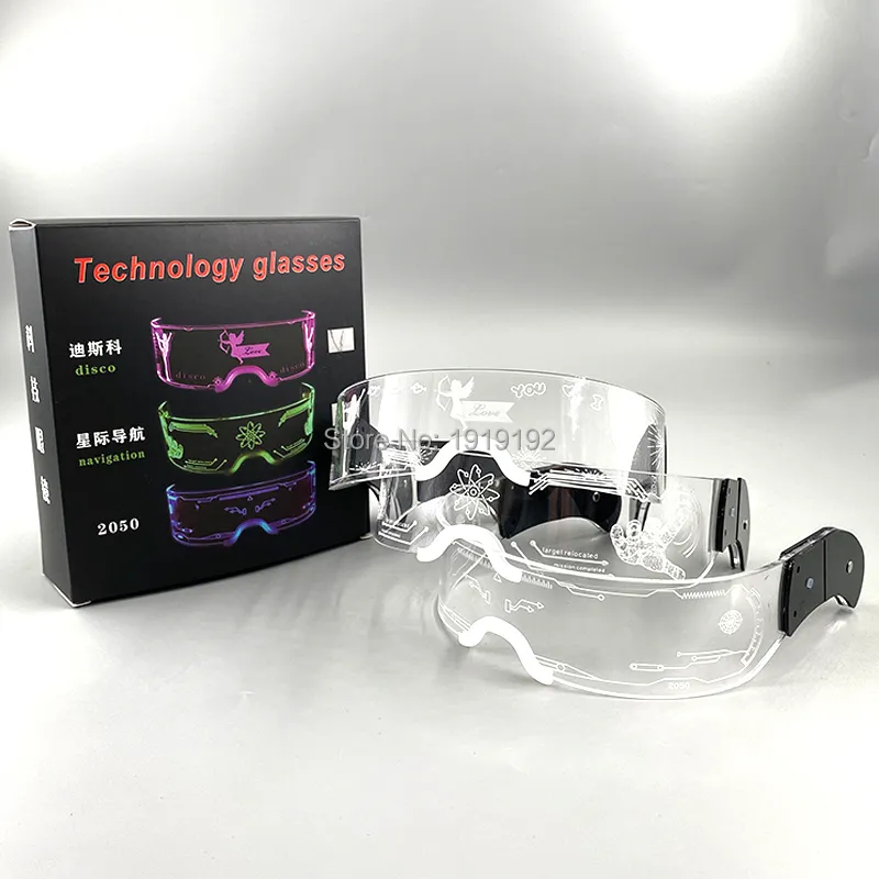 Accesorios para disfraces Gafas LED luminosas coloridas Gafas con luz LED acrílicas DJ Bar Accesorios para actuaciones nocturnas Suministros para fiestas luminosas Navidad