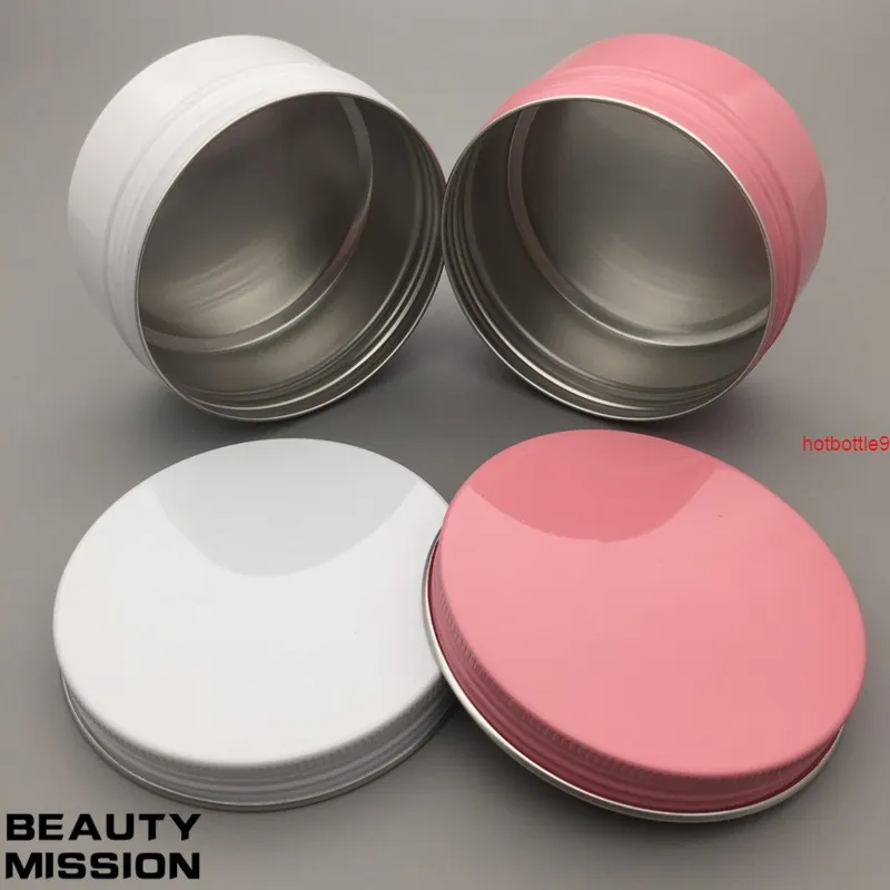 40 pz/lotto 150g bianco/rosa barattolo di Alluminio crema campione di latta 150cc cosmetico balsamo per le labbra contenitore vaso di metallo, bottiglie di alluminio wholesalegood qualtity