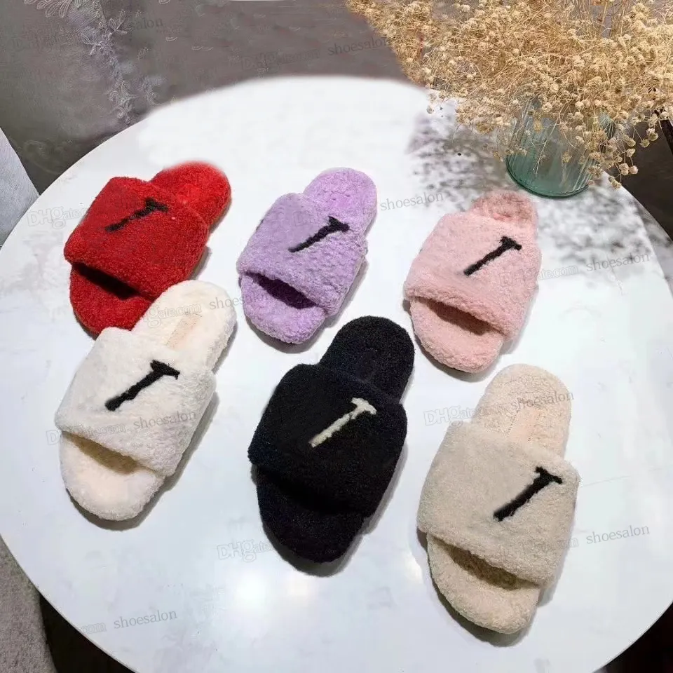 2022 fwomen winter herfst pluche slippers vrijetijds designer sandalen lndoor hotle schoenen warme slipper voor vrouwenkwaliteit slides slip flops top met doos