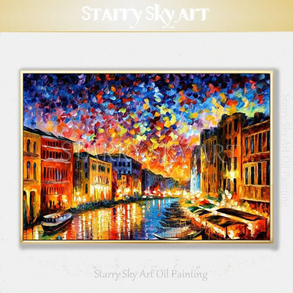 Excellent Artiste Peint À La Main Abstrait Italie Venise Paysage Peinture Acrylique  Épaisse Couteau Texturé Peinture Acrylique Toile ART L8YL # Du 177,45 €